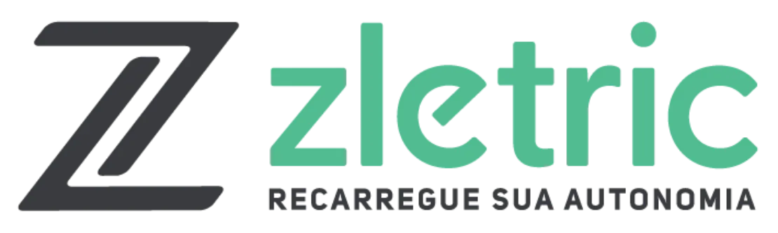 Logo da Zletric, parceira de recarga de carro elétricos da Fiat, com letra Z estilizada na cor cinza, nome da marca na cor verde e texto embaixo onde se lê “recarregue sua autonomia”.